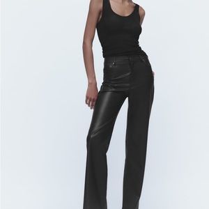 NWT Zara leather full length 90’s wide leg pants
